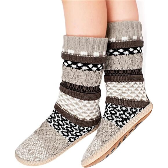 Women's Slipper Socks, Warm Fuzzy House Boots, Winter Fluffy Indoor - Picture 5 of 8